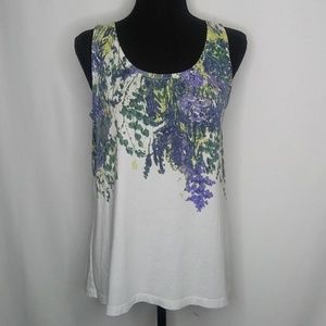 J.Jill Size Petite Small Purple Floral White Tank